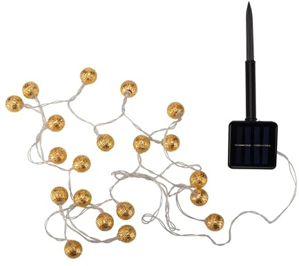 Pauleen 48183 Sunshine Glamour Solar-Lichterkette für Balkon oder Garten Gold Außenbeleuchtung Metall Solar 3000K
