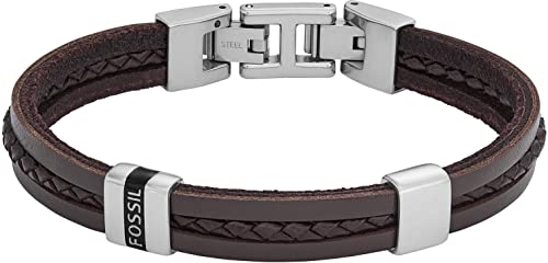 Fossil Herrenarmband aus Edelstahl oder Leder mit Faltverschluss