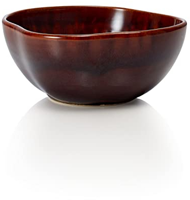 ROCKZZERO Lot de 6 assiettes creuses - Faïence - Passe au lave-vaisselle et à la température - Bol en matières premières respectueuses de l'environnement - Rouge foncé - Diamètre : 16 cm - Hauteur : 7