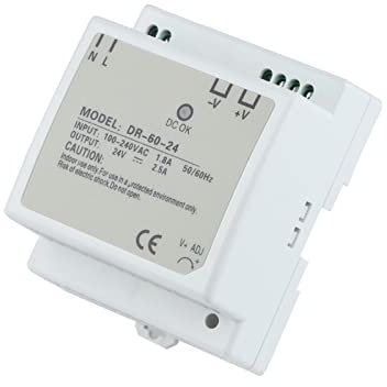 EKSIL 1PCS DR-60-24 Single Output DIN Rail Power Supply 24v Voltage Transformer LED Display 60W