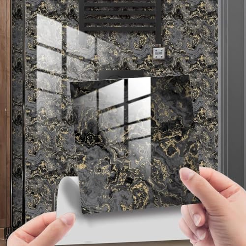 HORIWE Marble Tile Stickers for Kitchen Bathroom Backsplash Wall Thickening PVC Decal Sticker Adhesive Tile Art DIY Home Decor Waterproof Oil Proof 20pc 15x15cm Grey