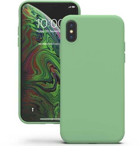 YATWIN Hülle für iPhone X/iPhone XS, Silikon Handyhülle mit Futter, 1mm Kamera und Displayschutz, Dünn & Leicht, Anti Kratzer Case, Mintgrün
