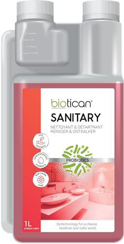 Biotican Sanitary, nettoyant et détartrant sanitaires et SDB, formule probiotique concentrée, nettoyage écologique et naturel, parfum pin, 1L