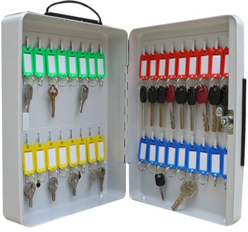 Weyot Schlüsselschrank Abschließbar Große Kapazität Schlüsseltresor Aus Stahl Wandmontierter Schlüsselkasten Mit Haken Und Etikett Portable Schlüsselversteck,36 Bits