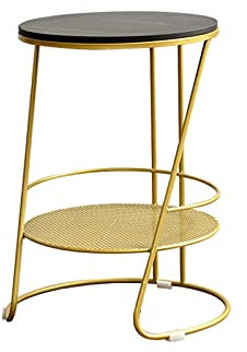 IMYOGI Exquisiter Wohnzimmer-Zeitungsständer, doppellagiger Marmor-Couchtisch, runder Metall-Beistelltisch, Heimbüro, Sofa, Beistelltisch, Aufbewahrungsregal (Größe: 35 x 35 x 52 cm, Farbe: A)