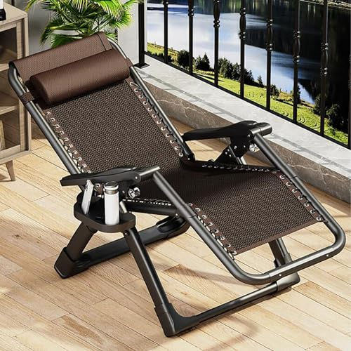 BEOTAY Gartenliege,Rattan Sonnenliege Klappbar,Relaxliege Für Deck,Terrasse, Strand,Hof,Abnehmbare Kopfstütze Und Getränkehalter,Einstellbar Kippliege,Fünf Verstärkte Riemen
