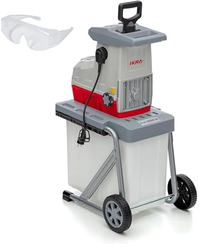 IKRA biotrituratore elettrica ILH 3000 A, silenziosa e robusta, 3000W, spessore dei rami fino a 44mm, incl. occhiali protettivi