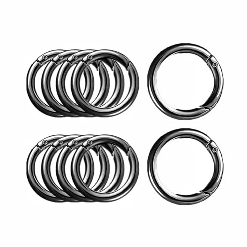 LSRVNM 10 Stück 38mm Runde Karabinerhaken, Sehr Robust Zinklegierung Runde Karabiner Ring Karabinerhaken Rund Karabiner Rund O Ring für Schlüsselanhänger, Tasche, Schmuck, Bastelarbeiten (Waffenfarbe)