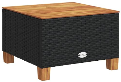 vidaXL Gartentisch Schwarz 55x55x36 cm Poly Rattan Akazienholz