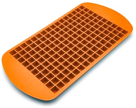 Moule en silicone 160 mini cubes de glace 1 cm - flexible, lavable, sûr - Convient pour bonbons, gelées, pralines de chocolat, cuisine, bar, fêtes (orange)