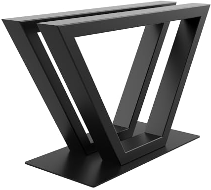 MetaloPro V-Frame Tischgestell, Stabile Metall Tischbeine für Esstisch, Moderne Schwerlast Stahlkonstruktion, Elegante Schwarze Tischkufen mit Bodenschonern, Perfekt für Wohnzimmer oder Büro