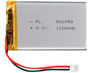 Batería Lipo 3.7V, 1200mAh 503759 a Iones de Litio con conexión 2P-PH con Paso 2,0 mm