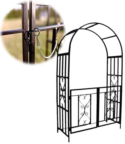 Yidelchon Arche De Jardin en Fer, Tuteur Arceau À Rosiers avec Portillon, Tonnelle Pergola Support pour Plantes Grimpantes, Résistant Aux Intempéries, Assemblage Facile(Black)