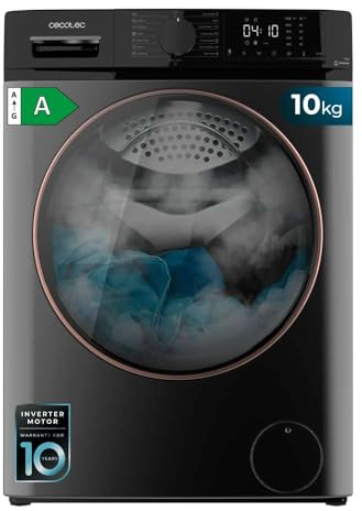 Cecotec Lavadora 10Kg Carga Frontal Bolero DressCode 10610 Inverter Steel A. 1400 RPM, Steam Max, Motor Inverter Plus, 15 Programas, OnSmart, Smooth Wash, Stop&Go, Goma Antibacteriana, Drum Clean