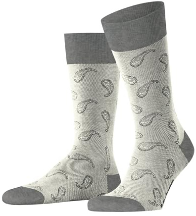 Burlington herr Strumpor Paisley M So bomull mönstrade 1 par, Grå Light Grey 3400, 40-46