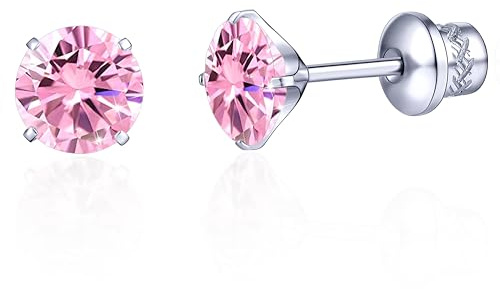 TitanHeart G23 Titan CZ Ohrstecker, Hypoallergen F136 Implantat Grad Titan Schraube Zurück Simuliert Diamant Ohrringe für Empfindliche Ohren, 6mm 5A Cubic Zirkonia Ohrstecker für Damen