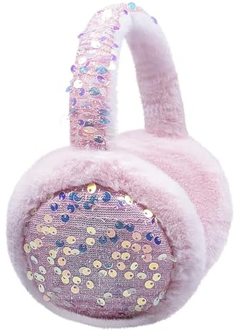 NICEYEA Winter Warm Faux Fur Sequin Earmuffs for Women Girls Fluffy Ear Covers Windproof Ear Warmers Thermal Plush Ear Muffs Xmas Gift