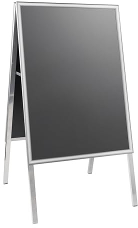 SPRINTIS Kundenstopper A1, silber, doppelseitiger Plakataufsteller mitGehrungsecken, Gehwegaufsteller für Innenbereich, für Plakate 59,4 x84,1 cm