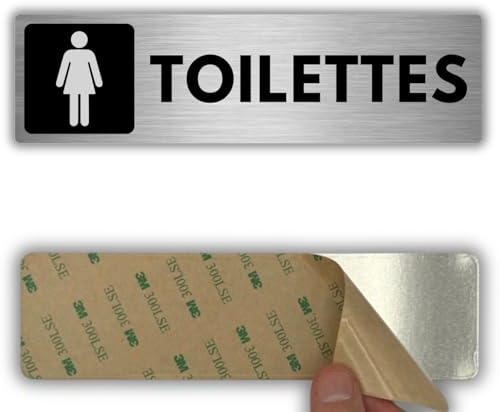 LEIASA | Panneau Toilettes Femmes - 5x18 cm - Aluminium - Sanitaires Dames | Autocollant WC des Filles, Plaque Toilettes Féminines, Pancarte Signalisation Lavabos, Sticker Porte des Demoiselles