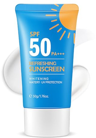 Refreshing Sunscreen SPF 50 - Water Resistant Sun Cream for Face & Body - Sun Protection Factor 50 + - Non Sticky Sun-screen - UVA & UVB Protection - Sun-screen for Outdoor & Beach - Sun Moisturiser