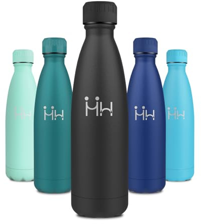 Isolierflasche 500ml, Wasserflasche Auslaufsicher, Trinkflasche Thermo BPA-frei, Thermosflasche Auslaufsicher, Vakuum Doppelwandig, Wasserflasche für Schule, Outdoor, Fahrrad, Reisen, Büro, Sport