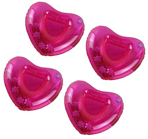 PERSELOSO Portavasos Inflable Flotante PVC Rosa para Bebidas, 4 Piezas, Diseño De Corazón, Resistente Al Agua, Adecuado para Playa y Fiestas De Verano