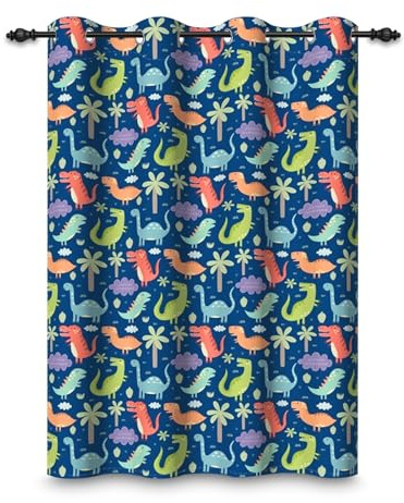 ggaimwf 107x160cm Cortina con Ojales para habitación Infantil de Dibujos Animados para niños y niñas Dinosaurio Jungla Nube Cortinas Opacas para Ventanas para bebés Sala de Juegos,1 Panel Individual