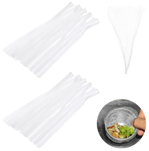 sourcing map 400Pcs Kitchen Sink Strainer Mesh Bags, 6.3 Polyethylene Disposable Anti-Clogging Strainer Filter Bags for Collecting Kitchen Food Waste Leftover Garbage, White
