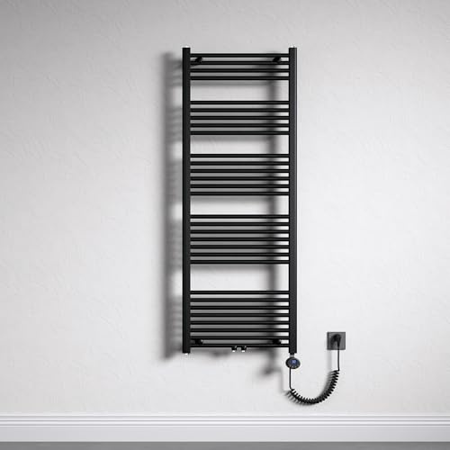 Mai & Mai Radiateur Sèche-Serviettes 160x60cm Gris Noir 800W Résistance | Résistance Chauffante Incluse, 800W, Chauffage Central, Électrique, Pour Salle de Bain