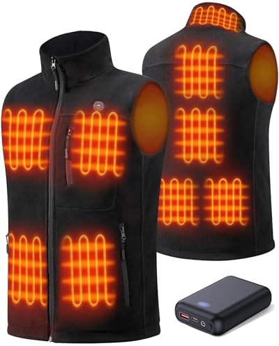 GOTOBI Pile Gilet Riscaldato Uomo Con Batteria 16000mah,9 Zone Di Riscaldamento E 3 Temperature Regolabili,Per Uomo Per Attività Outdoor,Nero,M