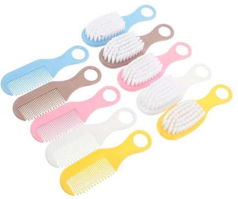 5 Sets Baby Bath Brush and Comb Set with Soft Bristles | Plastic and Nylon Build, Ergonomic Handle, Lightweight Design, for Bathing and Baby Shower Use