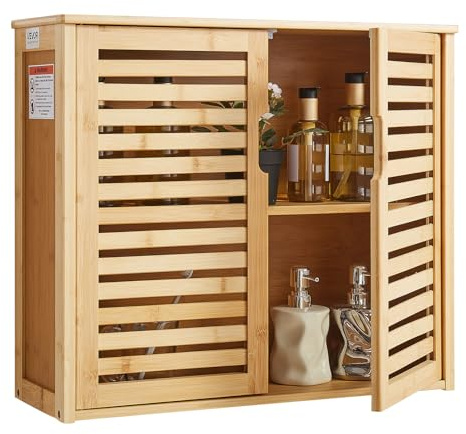 VEVOR Armoire Murale de Salle de Bain, 2 Portes et étagère réglable avec 3 Niveaux de Hauteur, Armoire à Pharmacie de Rangement au-Dessus des Toilettes, Organisateur Suspendu, pour buanderie, Cuisine