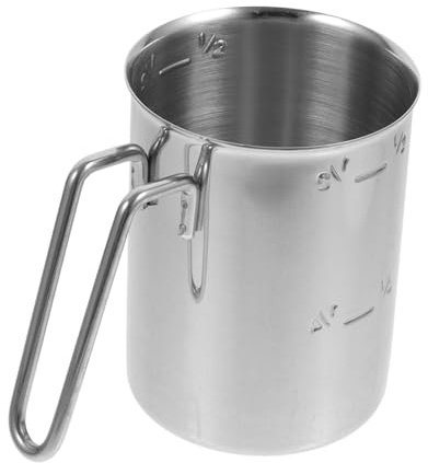 MUCKLILY Taza Medidora de Acero Inoxidable para Arroz de 500ml con Asa de Alambre, Multifuncional y Ahorra Espacio para Cocinar Arroz y Preparar Gachas