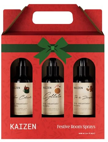 Kaizen Weihnachtsduft Spray Set - 3 x 100ml - Duftspray Weihnachten mit Cookies, Glühwein & Lebkuchen - Raumduft Weihnachten Geschenkset - Duftöl Weihnachtsduft Raumspray