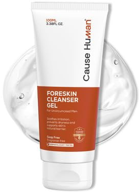 Cause Human Foreskin Cleanser Gel – pH 5.5 Balanced Intimate Wash for Uncircumcised Men – Gentle Smegma & Odor Removal – Soap‑Free, Fragrance‑Free Formula | 3.38 Fl oz (100ml)