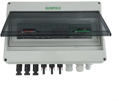 MoSundi Combiner 3 en 1 1000 V DC PV Boîte de jonction électrique extérieure étanche IP65 pour protection du panneau solaire avec fusibles MCB SPD, gris