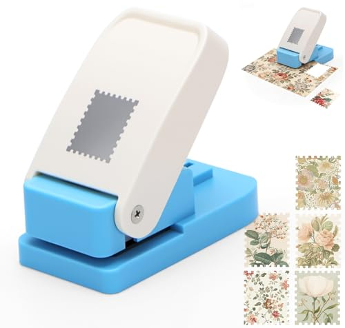 Briefmarken Stanzer, Papierstanzer, Motivstanzer Quadrat, Tragbarer Stempelstanzer für Diverse Papierkunstprojekte wie Grußkarten, Etiketten und Scrapbooks