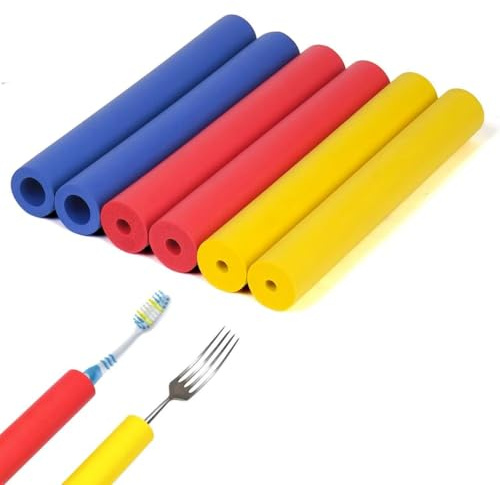 6PCS Foam Grip Tubing 6pcs Adaptive Utensils Grip Tubing, Extended Thickened Built Up Grip Aid for Utensils, Tools and Pens for Elderly, Disabled, Arthritic, Handicapped