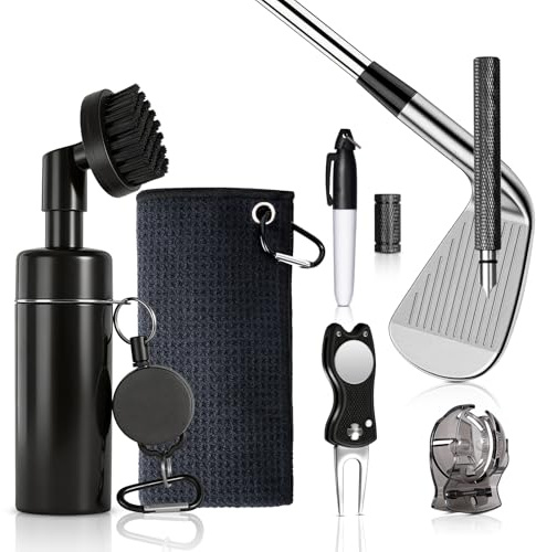 Vicloon Golfschläger Reiniger Set, Golfschläger Reinigungsbürste, Golf Handtuch, Wasserbürste mit Sprühflasche & Ausziehbarem Clip, Golfzubehör, Golfschläger Bürste, Perfekte Golf Geschenke