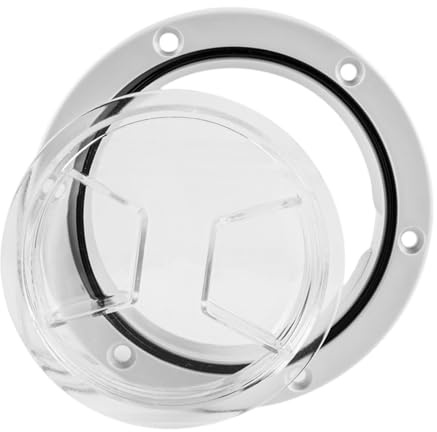 LIXSAZSE Trappe d'inspection pour Bateau/Yacht avec vis de Fixation, Accessoires Marins à Ouverture Facile et Ergonomique, Plaque de Pont, Joint, Blanc Clair, 6 Pouces