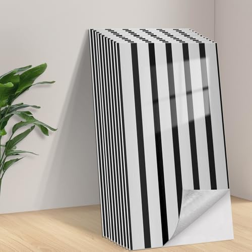 Tarwanear Self Adhesive Tile Stickers 30pcs/60x30cm Stick on Wall Tiles | for Kitchen Bathroom PVC Panels Effect Silver Black Wall Panels Waterproof Peel and Stick Backsplash for Home Decor