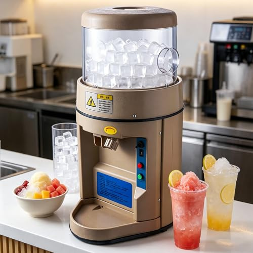 pealiritansemen Macchina Tritaghiaccio Professionale, Elettrica, con Manopola di Regolazione della Finezza, capacità 6 kg, Robusta, Ideale per Negozi di Bubble Tea, Gelaterie E Negozi di Frullati