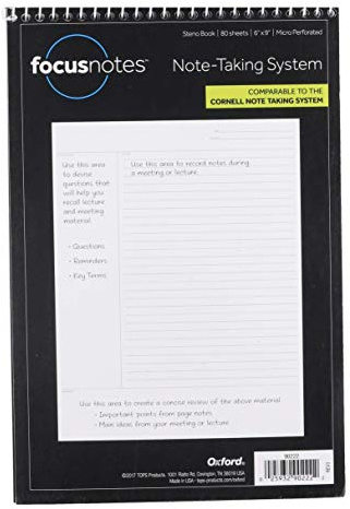 Oxford Innovative Steno Project Ruled Notebook (TOPS), 90222, White