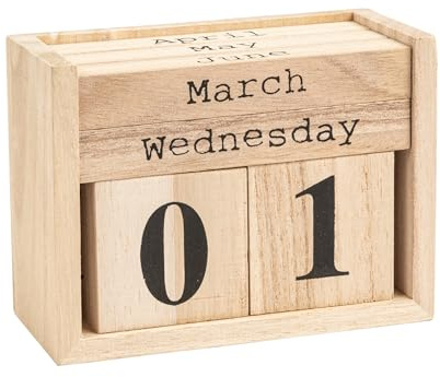 Bloomingville Ewiger Kalender aus Paulownia-Holz, Natur