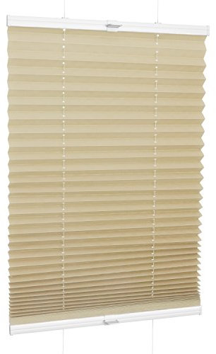 Rolmaxxx ROLLMAXXX Plissee Faltstore Faltrollo Rollo Fensterrollo Klemmfix ohne Bohren (60 x 210 cm, Beige)