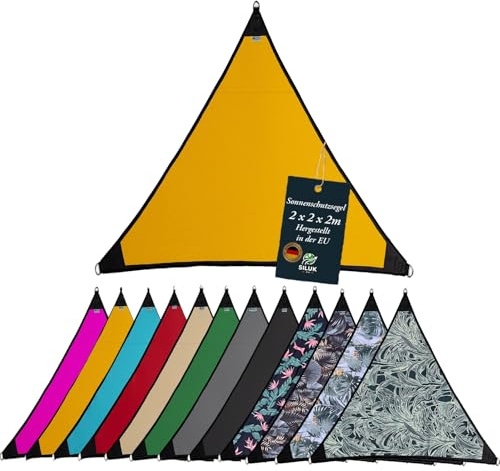Sonnensegel Wasserdicht Sonnenschutz Garten mit befestigungen Leinen 100% Schutz vor UV-Strahlungen (2m x 2m, Gelb)