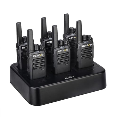 Retevis RT68 Walkie Talkies Rechargeable, Portable Two Way Radios 6 Pack with Six-Way Multi Gang Charger, Heavy Duty Walkie Talkie for Adults, Hands Free, Long Range, for School Restaurant Farm