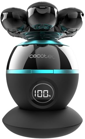 Cecotec Afeitadora de Cabeza Inalámbrica Bamba PrecisionCare Skull. Cabezal Extragrande con 7 Cuchillas flotantes, Autonomía 60 Mins, Pantalla y Base de Carga, Resistencia al Agua IPX6