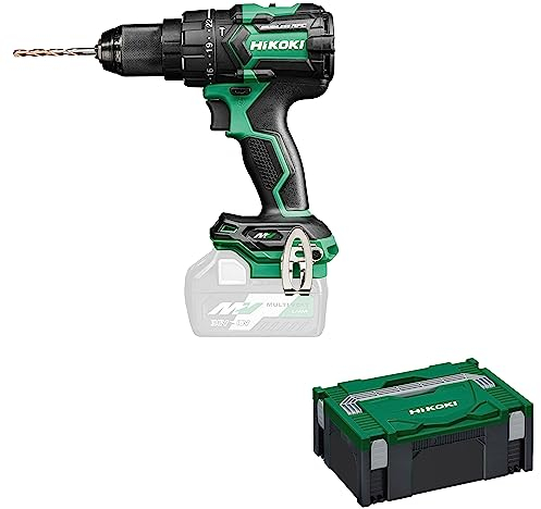 HiKOKI Akku-Schlagbohrschrauber - 36 V - 155 Nm, Brushless, 13 mm Metall Schnellspannbohrfutter, 22 Drehmomentstufen - Inkl. Zusatzhandgriff und praktischem Transportkoffer - Ohne Akku & Ladegerät