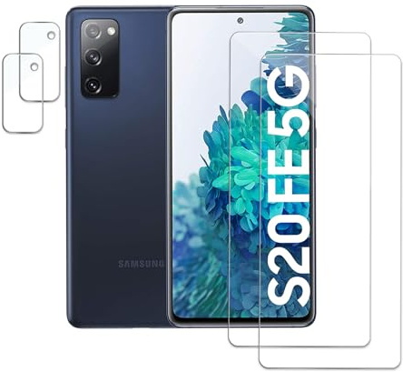 Schutzfolie für Samsung Galaxy S20 FE, 2 x Gehärtetes Glas Displayschutz und 2 x Kameraschutz, Panzer Schutz Glas, HD Displayschutzfolie, 9H Härte, Hat Keinen Einfluss auf die Hülle, Anti-Kratzen